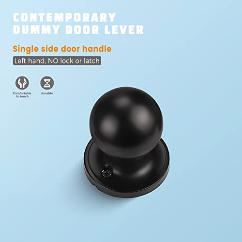 KNOBWELL 4 Pack One Sided Dummy Door Knob, Black Non-Turning Handle for Pantry, Closet & French Doors