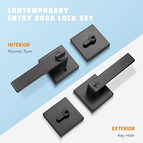 KNOBWELL 3 Pack Heavy Duty Entry Door Locksets, Matte Black