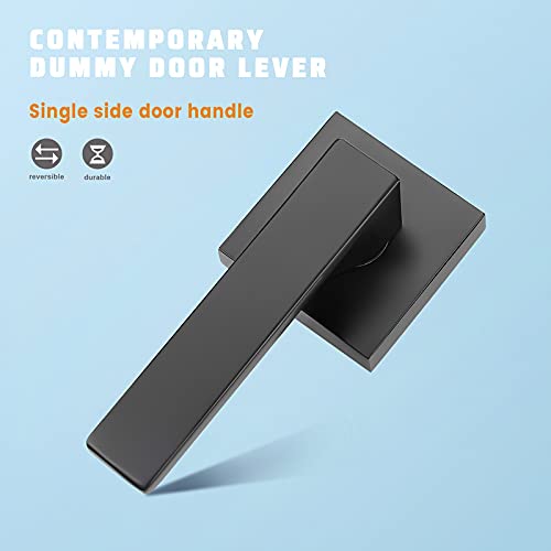 Matte Black Dummy Lever Handle Set for Closets or French Doors (2 Pack)
