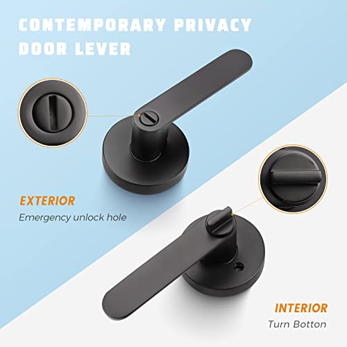 KNOBWELL Matte Black Door Handle & Hinge Set for Bedroom/Bathroom