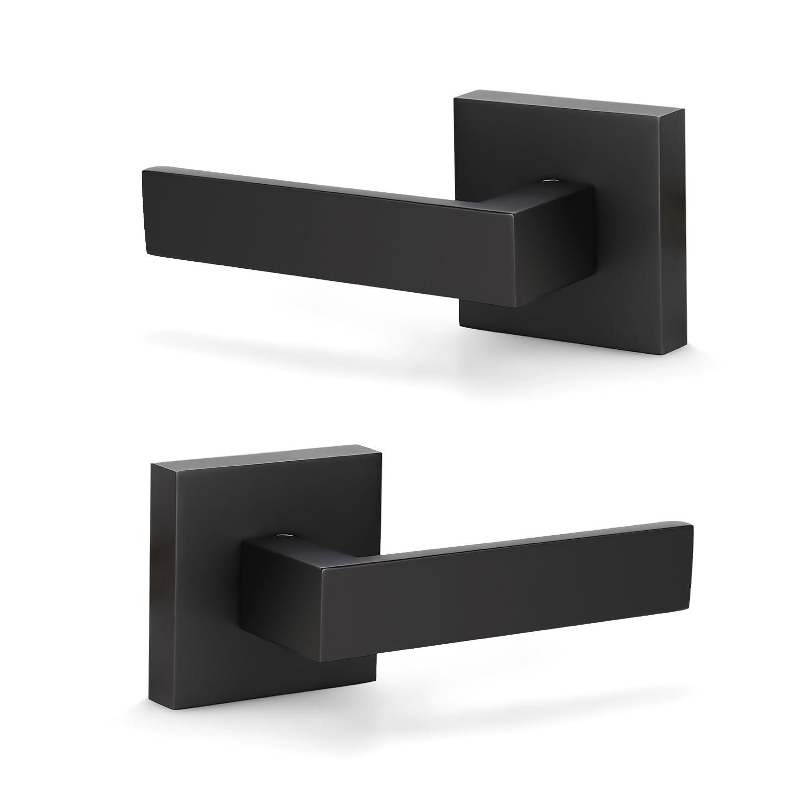 Matte Black Dummy Lever Handle Set for Closets or French Doors (2 Pack)