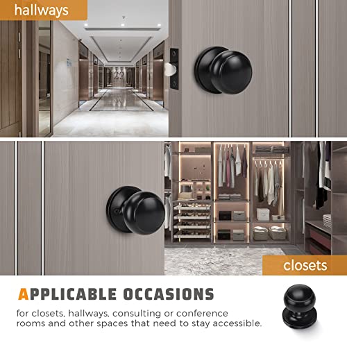 KNOBWELL 5 Pack Privacy + 10 Pack Passage Matte Black Door Knobs, Ideal for Bathrooms, Bedrooms & Hallways