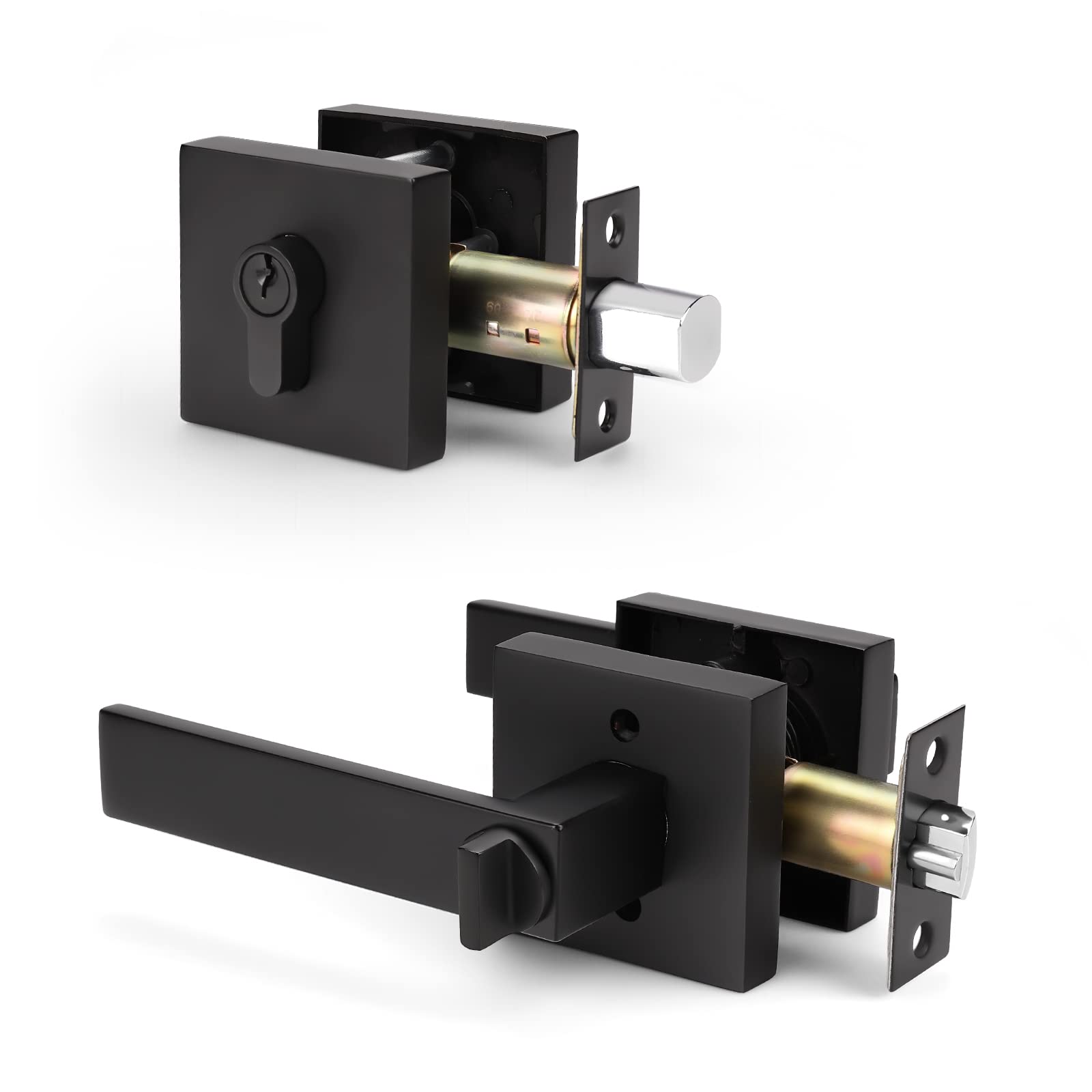 KNOBWELL 3 Pack Heavy Duty Entry Door Locksets, Matte Black