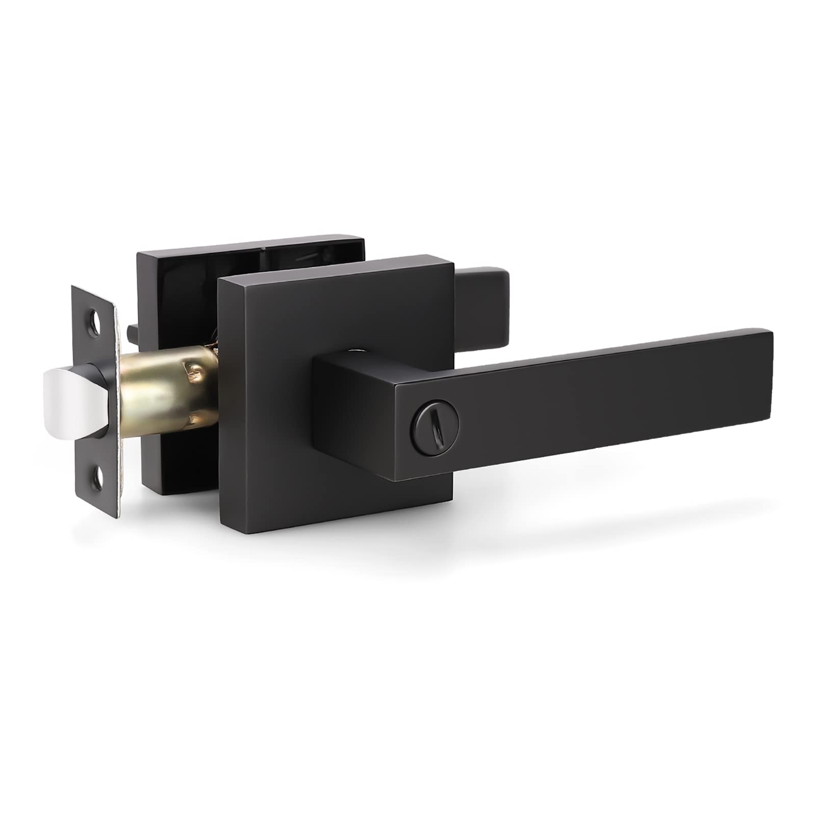 KNOBWELL Heavy Duty Matte Black Privacy Lock Set for Bedroom Doors