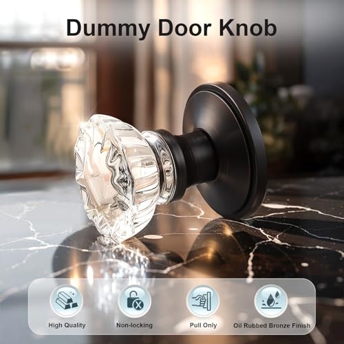 KNOBWELL Oil Rubbed Bronze Keyless Single Sided Glass Door Knob, 2 Pack