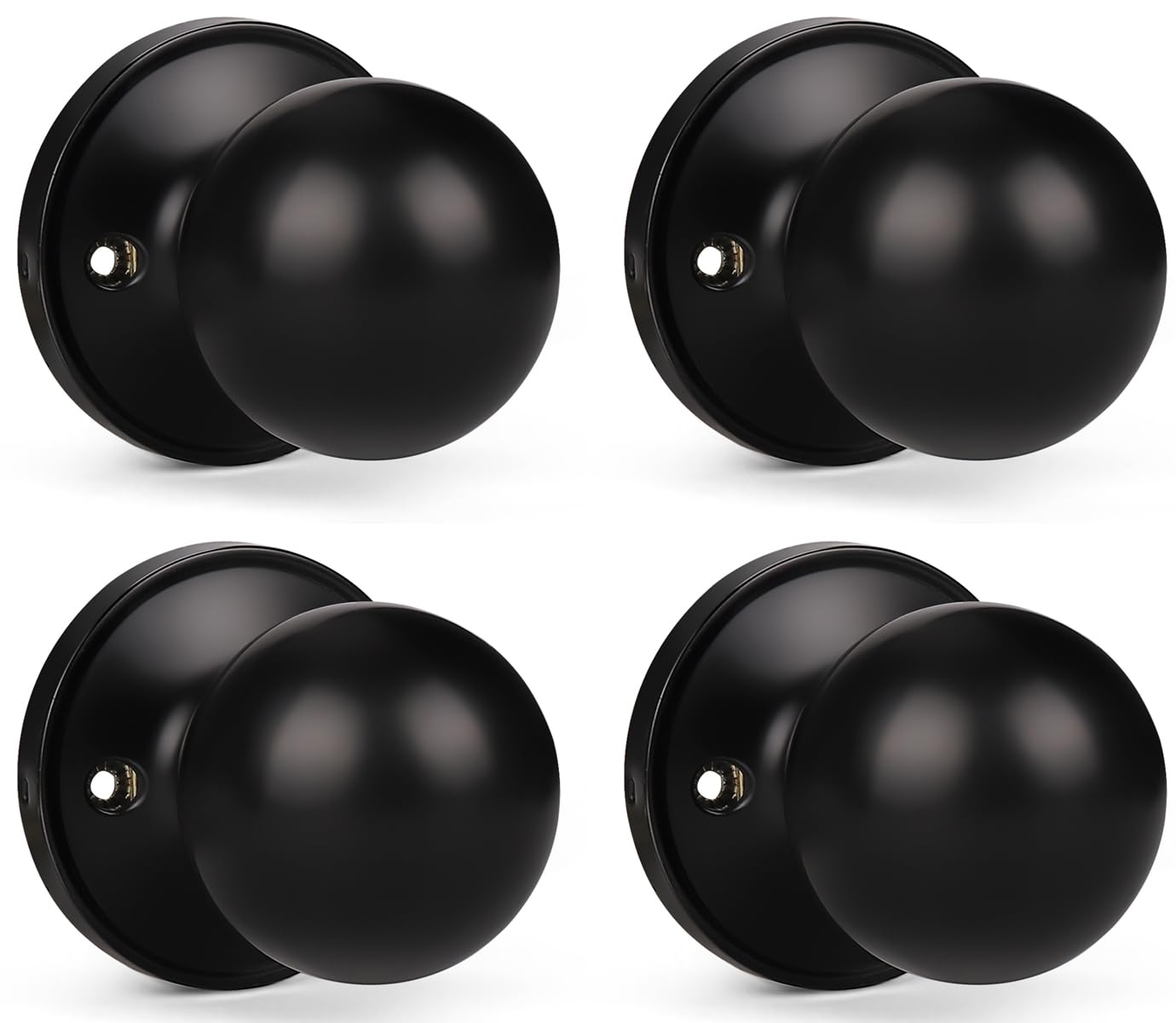KNOBWELL 4 Pack One Sided Dummy Door Knob, Black Non-Turning Handle for Pantry, Closet & French Doors