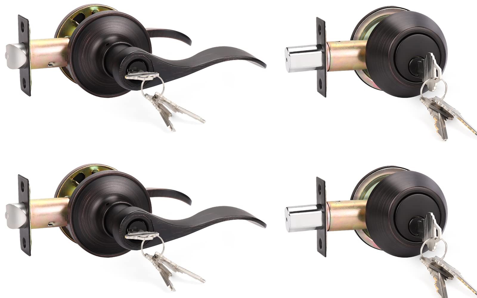 Oil Rubbed Bronze 2-Pack Keyed Alike Door Lockset - Front Entry