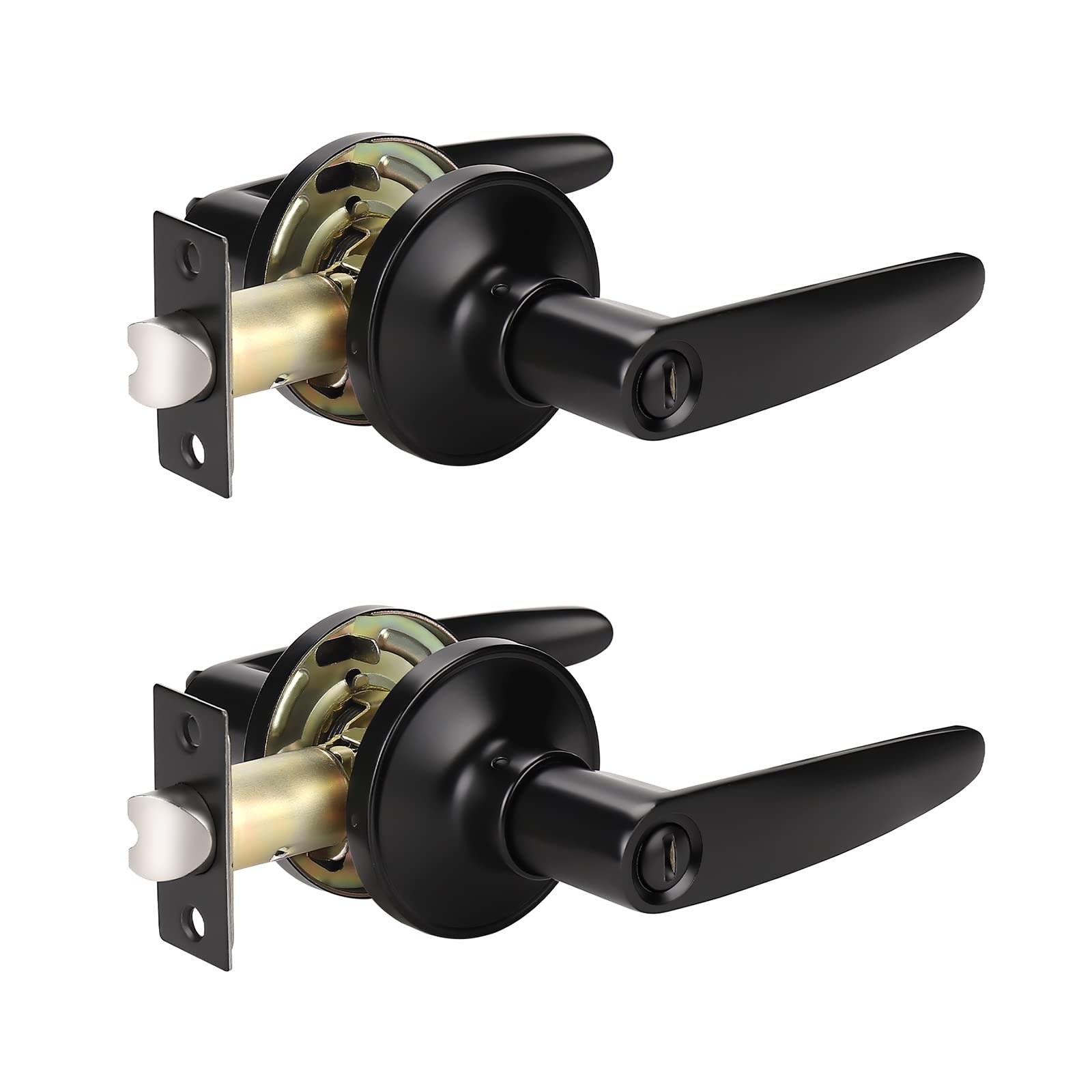 2-Pack Black Lever Door Handles for Privacy Doors (Left/Right)