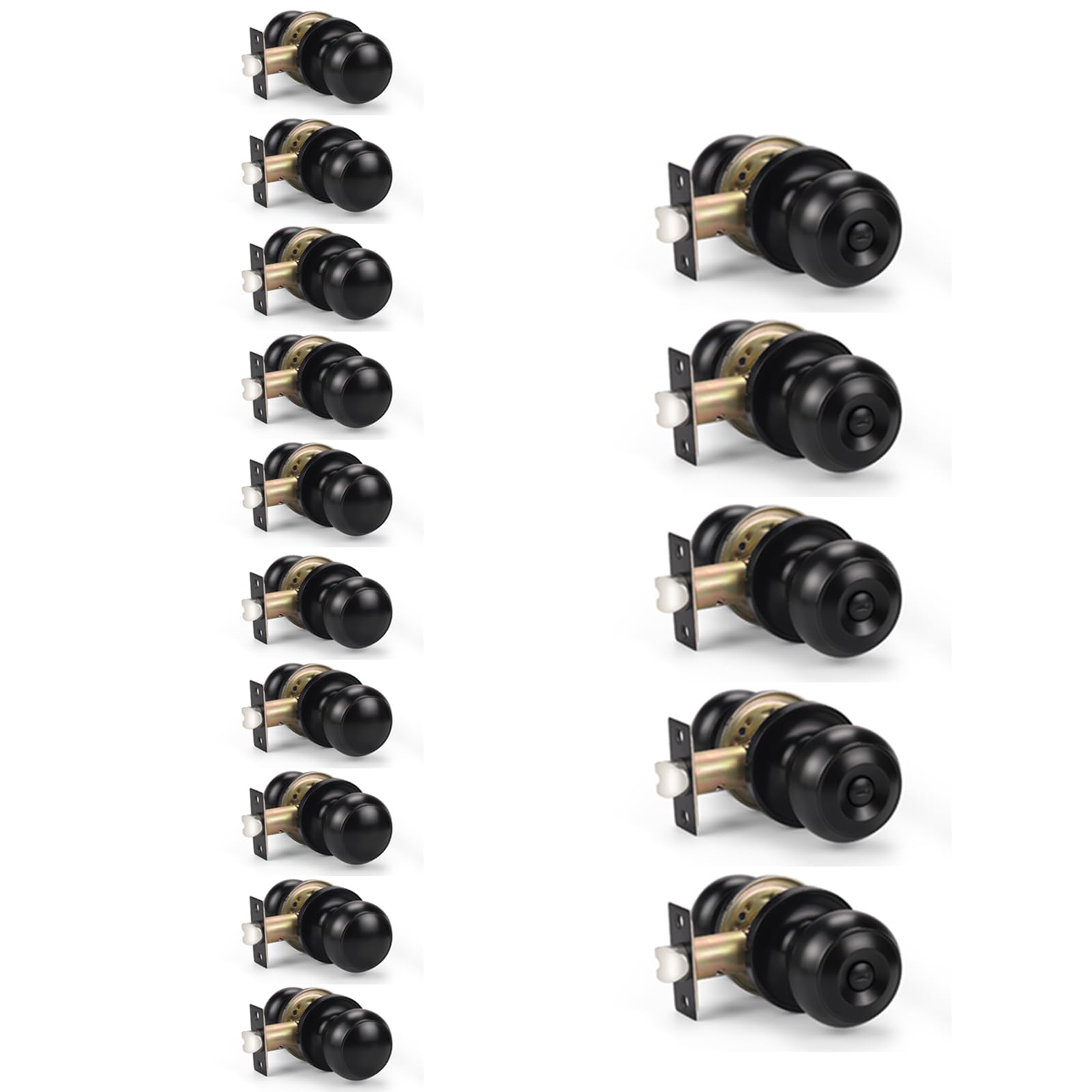 KNOBWELL 5 Pack Privacy + 10 Pack Passage Matte Black Door Knobs, Ideal for Bathrooms, Bedrooms & Hallways