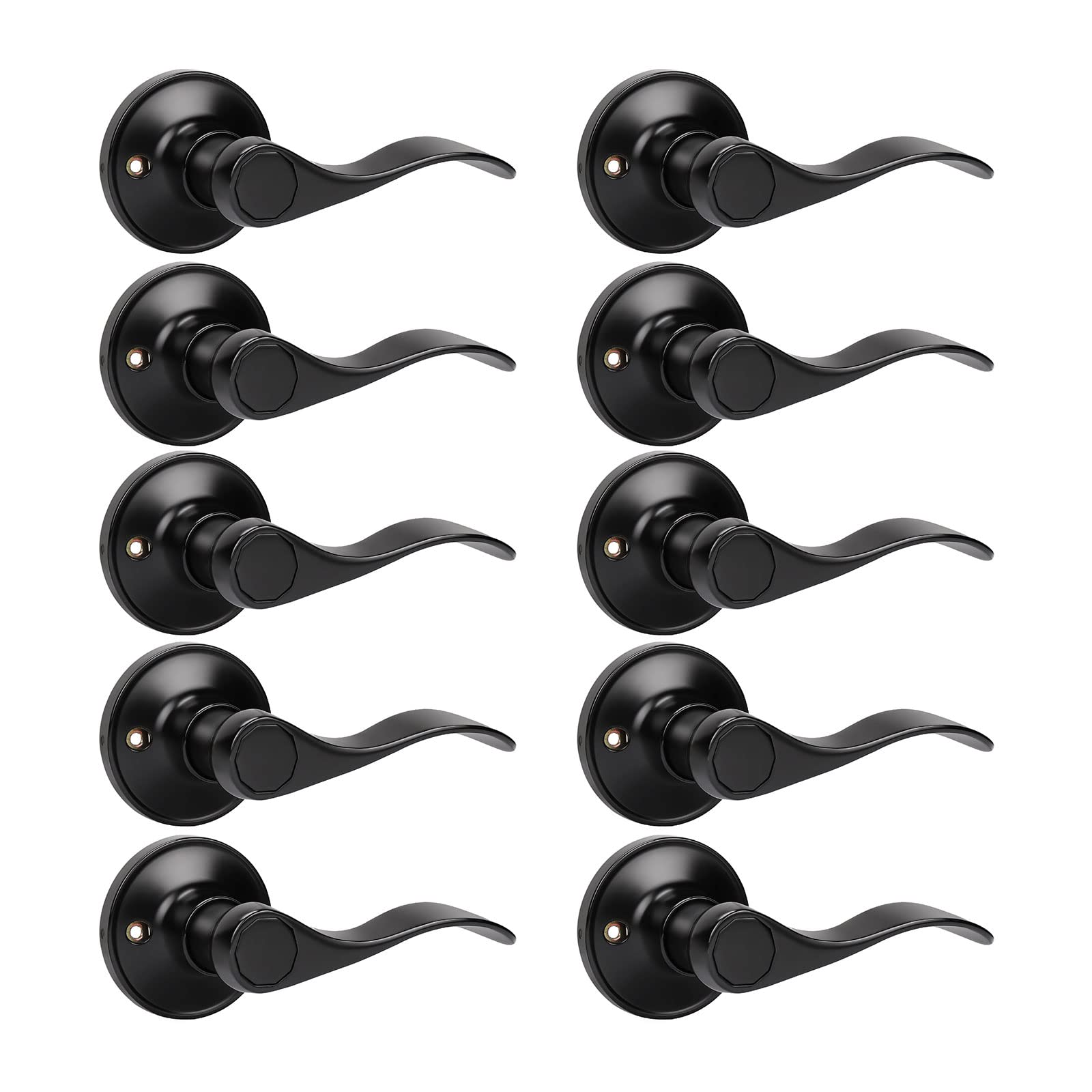 KNOBWELL 10 Pack Matte Black Dummy Door Knobs for Right-Handed Closets