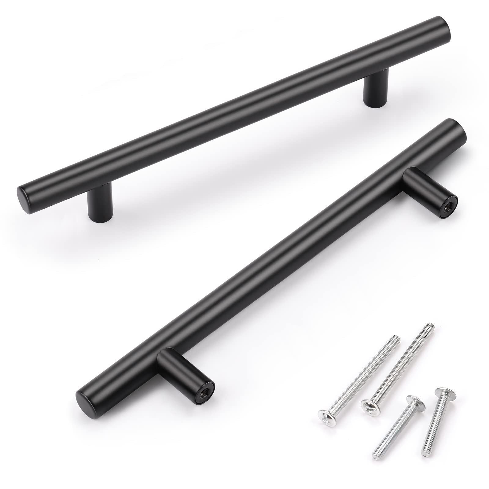 KNOBWELL 30 Pack Euro Style Matte Black Cabinet & Closet Pulls
