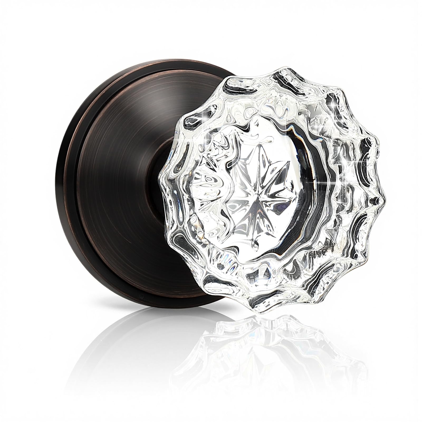 KNOBWELL Oil Rubbed Bronze Keyless Single Sided Glass Door Knob, 2 Pack